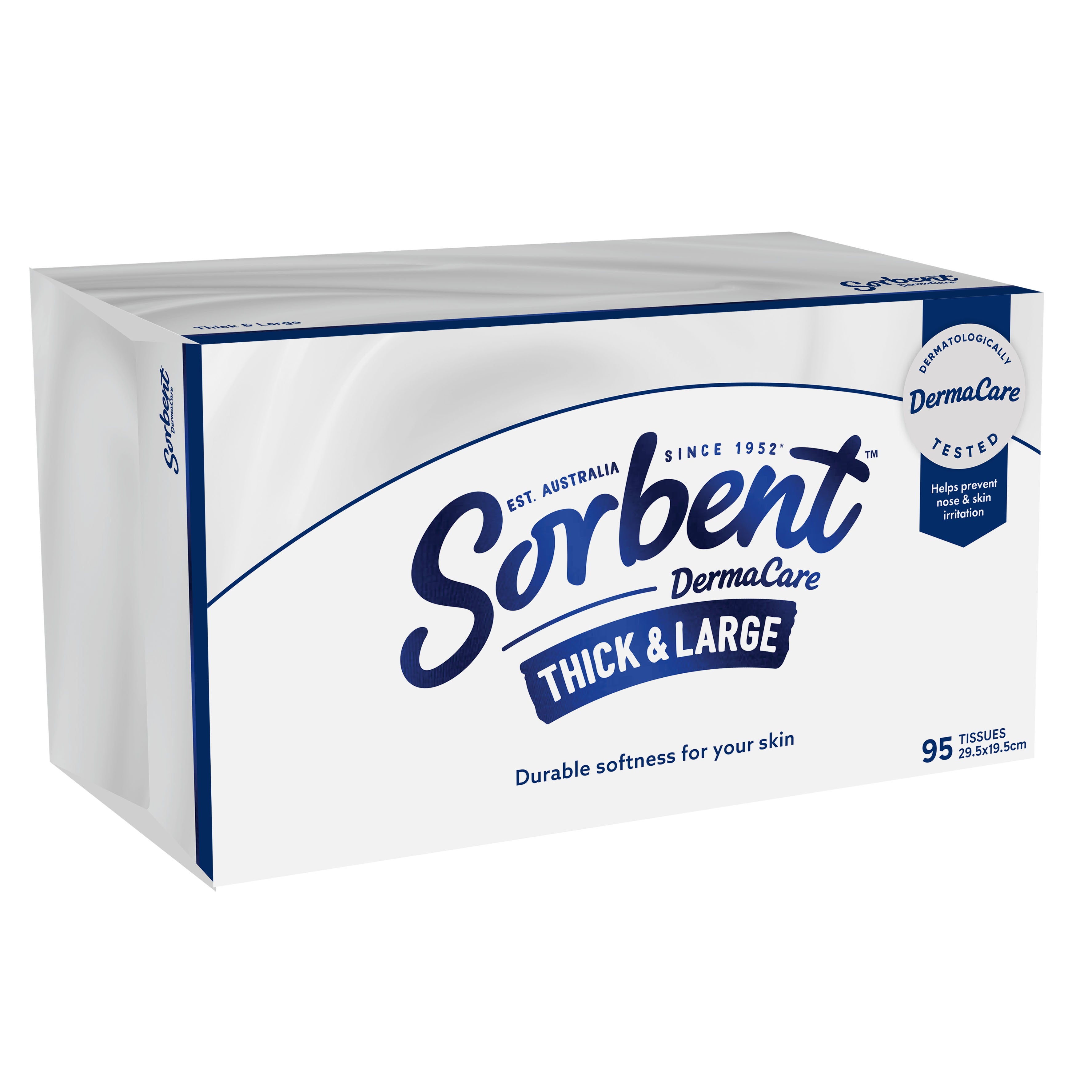 Sorbent DermaCare Thick & Large Facial Tissues - 95 Pack
