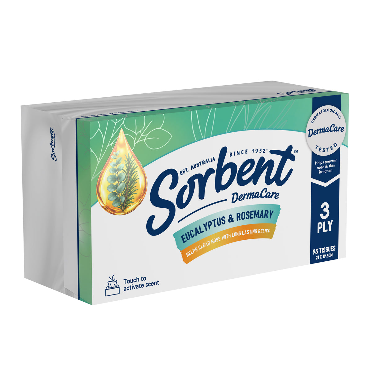 Sorbent DermaCare Eucalyptus & Rosemary Facial Tissues - 95 pack