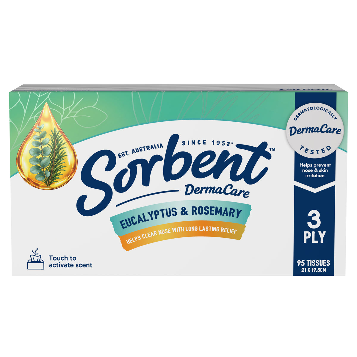 Sorbent DermaCare Eucalyptus & Rosemary Facial Tissues - 95 pack