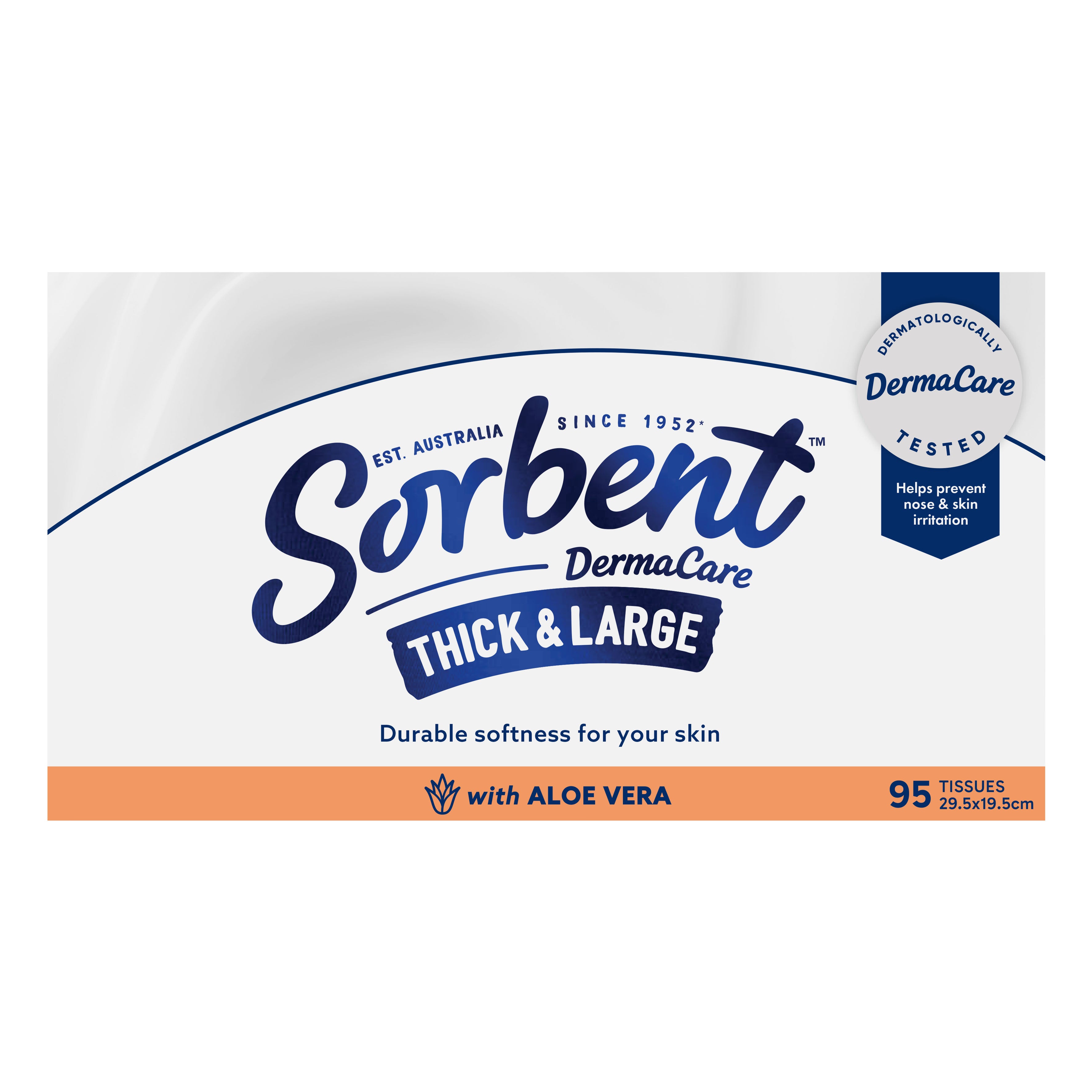 Sorbent DermaCare Aloe Vera Thick & Large Facial Tissues - 95 Sheets