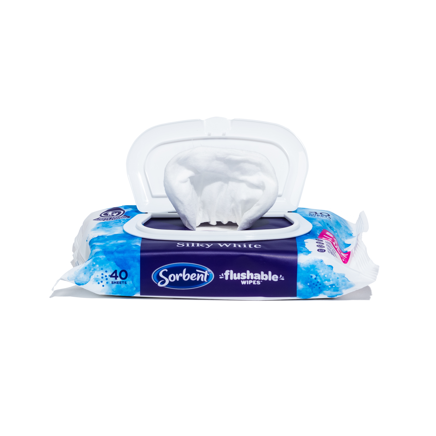 Silky White Flushable Wipes