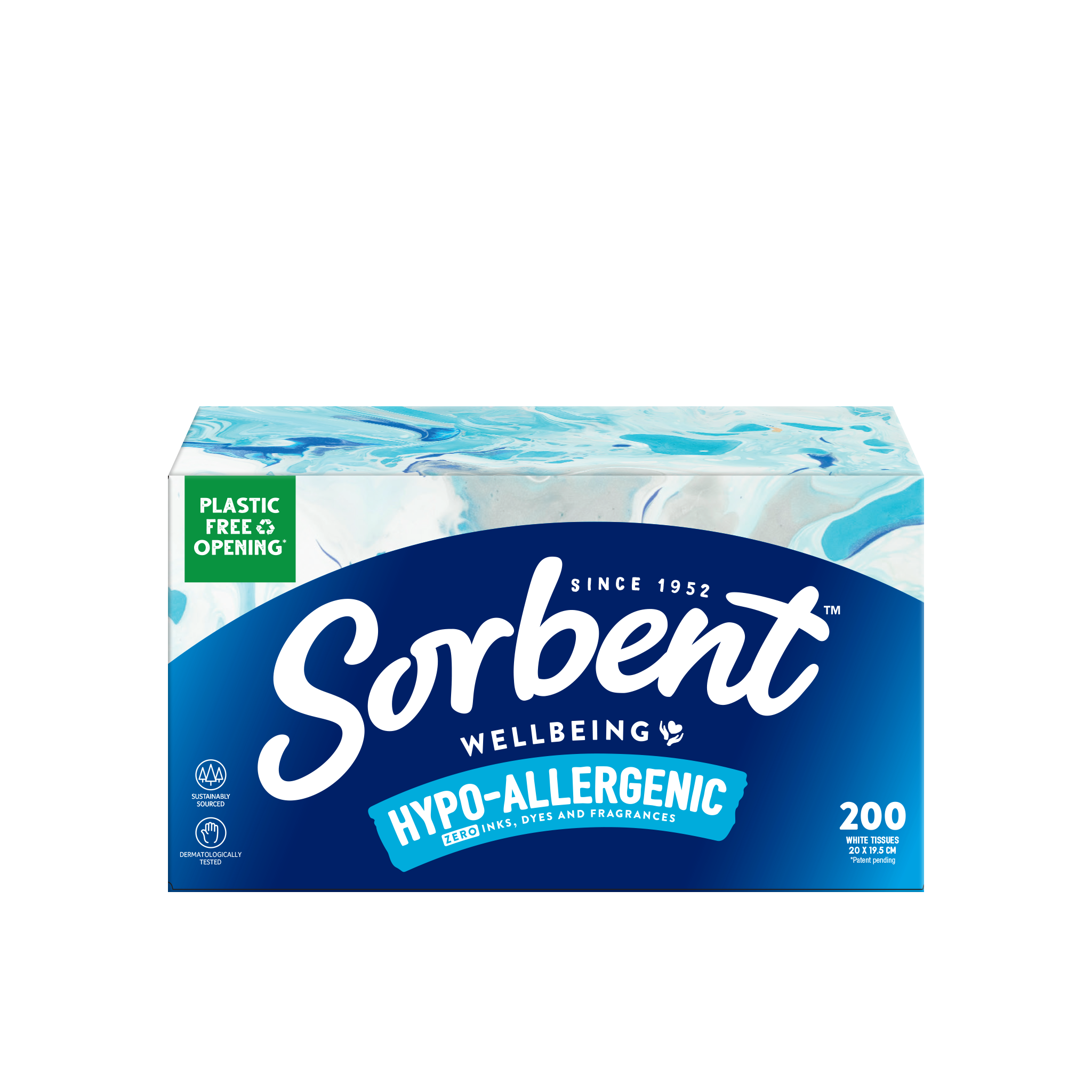 Sorbent Hypo-Allergenic Facial Tissues - 200 Pack