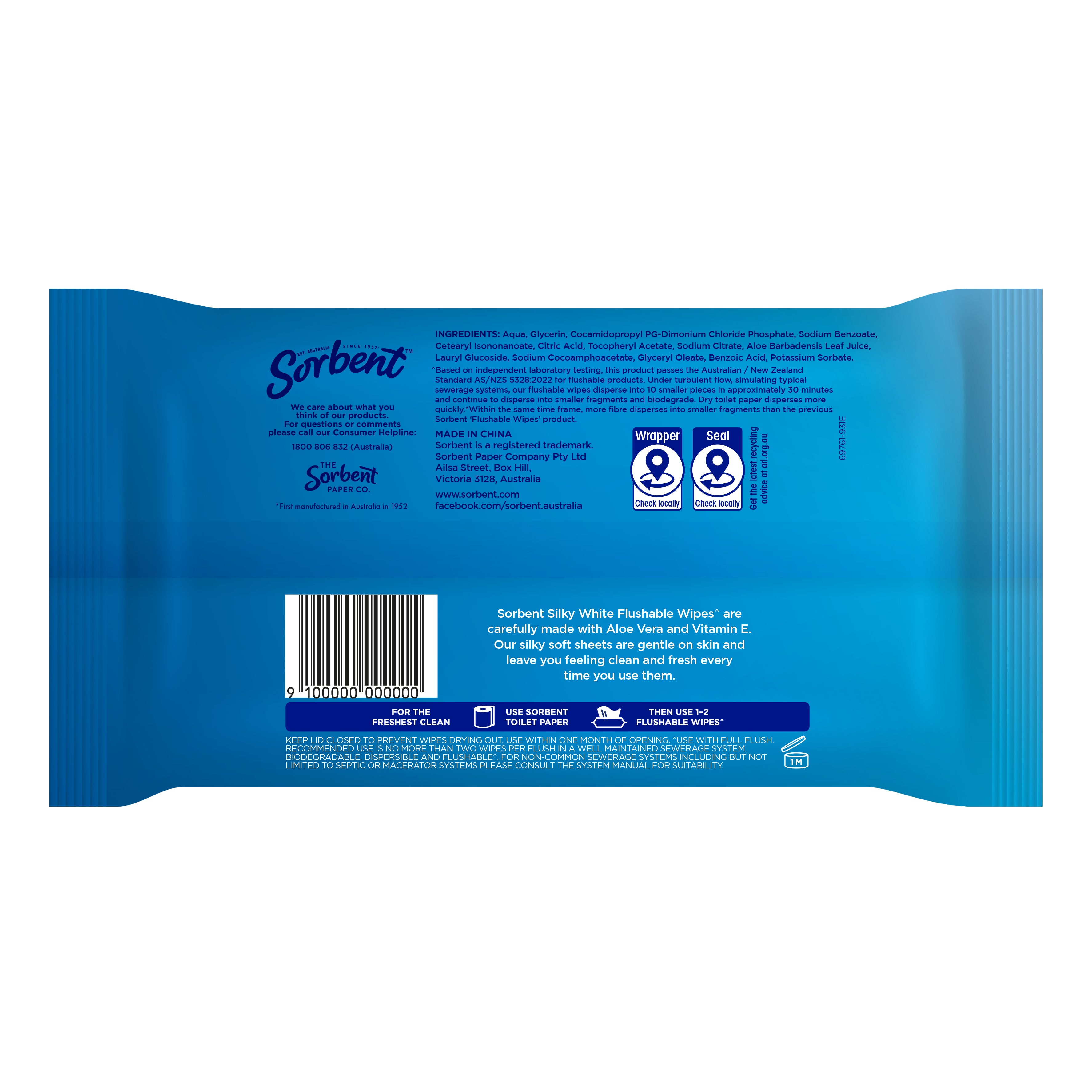 Silky White Flushable Wipes