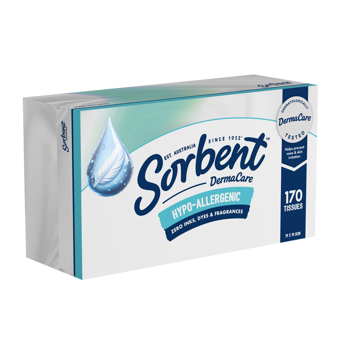 Sorbent DermaCare Ultra Soft Hypoallergenic Facial tissues - 170 pack