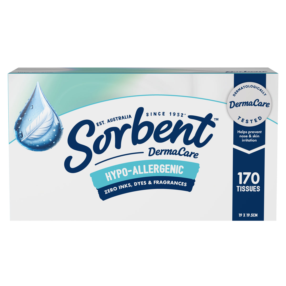 Sorbent DermaCare Ultra Soft Hypoallergenic Facial tissues - 170 pack