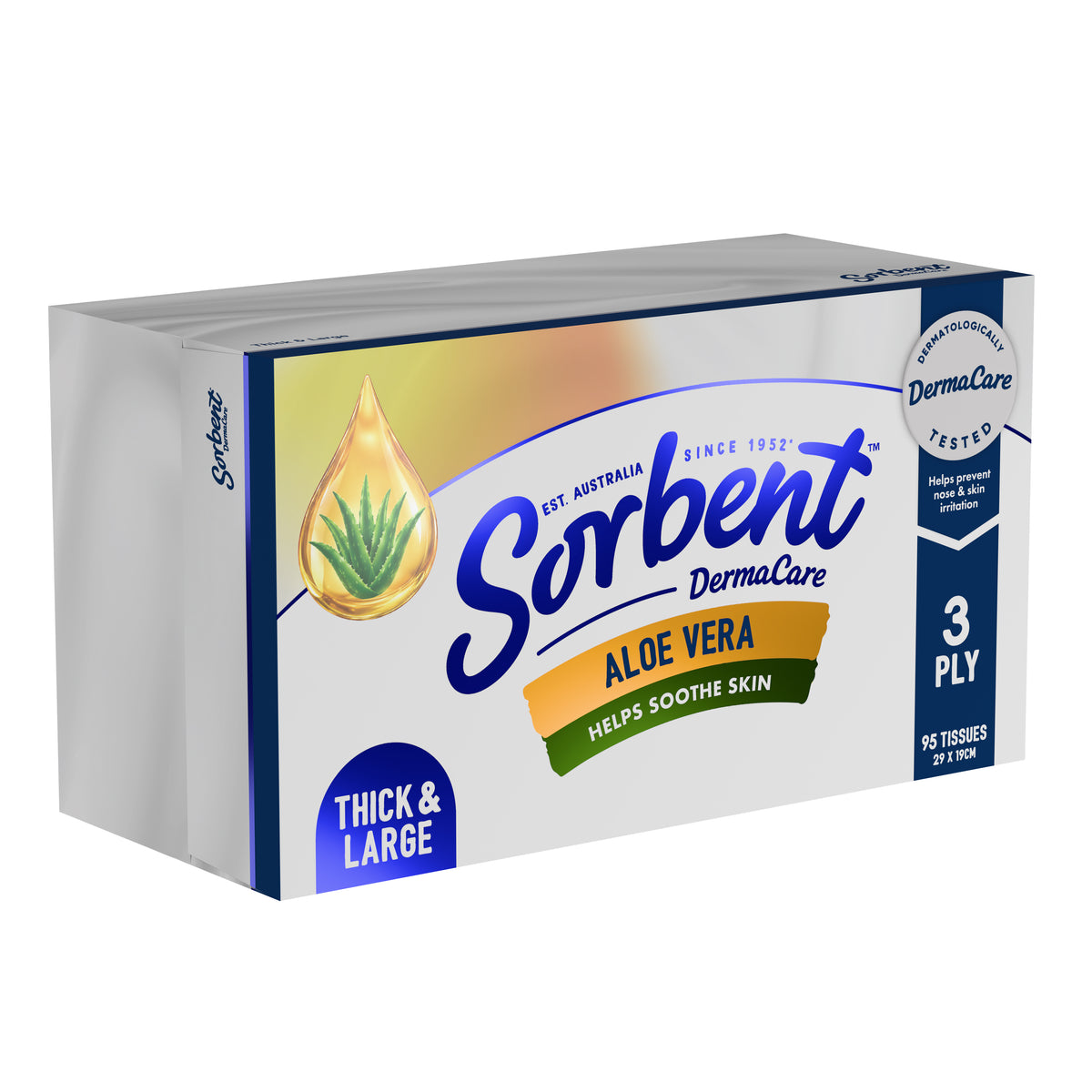 Sorbent DermaCare Aloe Vera Thick & Large Facial Tissues - 95 pack
