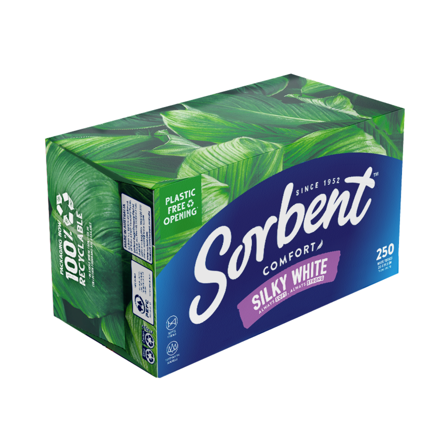 Sorbent Silky White Facial Tissues - 250