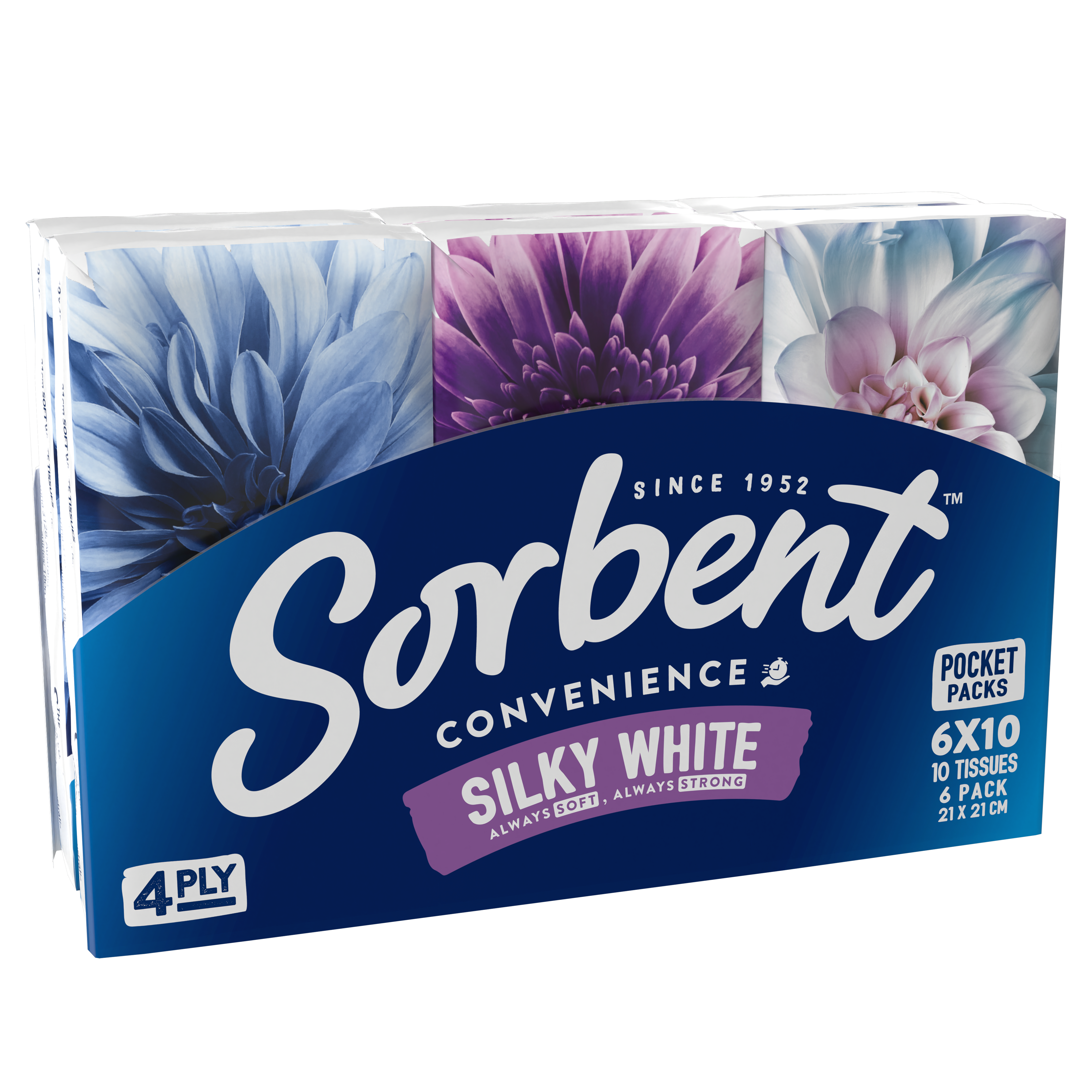 Sorbent Silky White Facial Tissue Convenience Packs