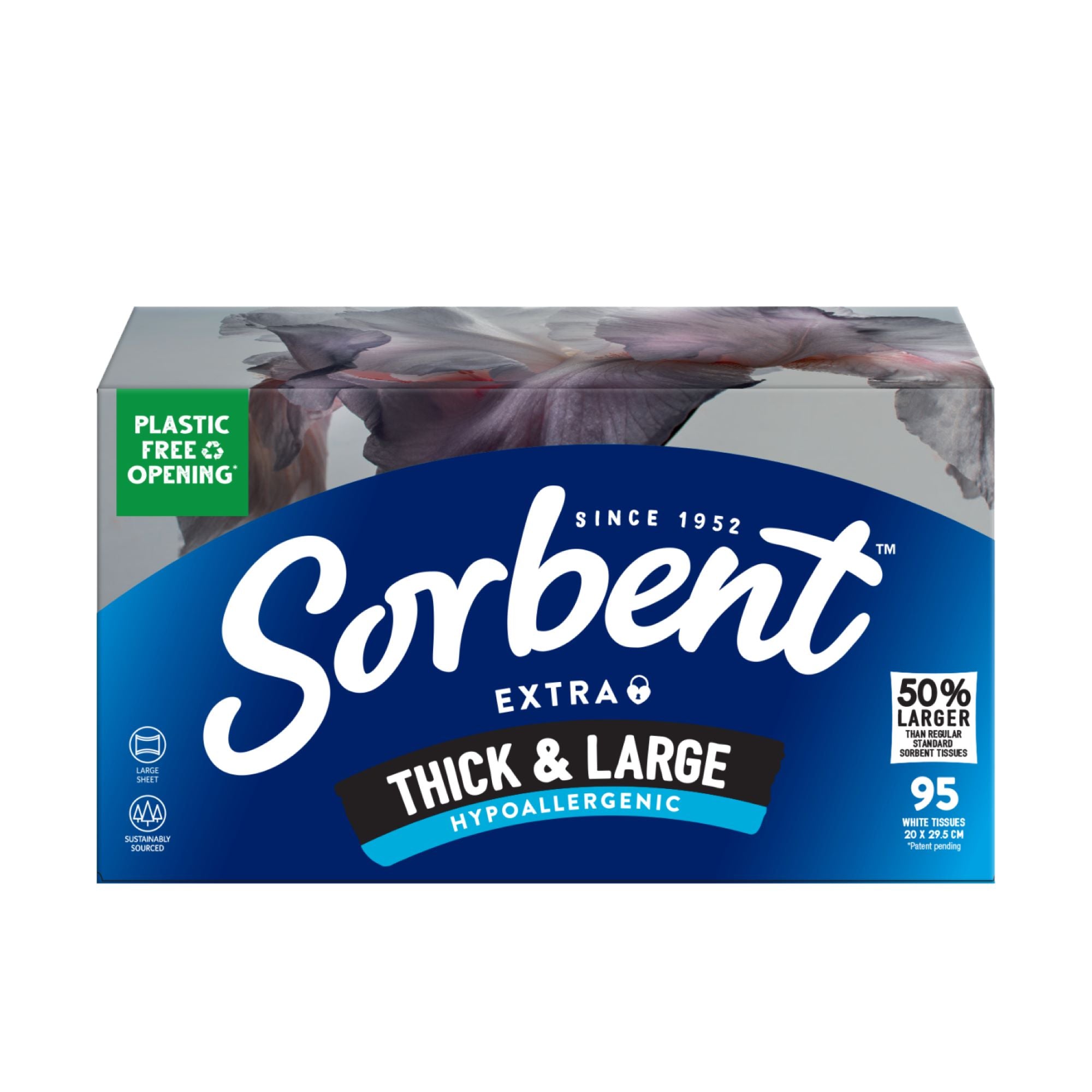 Sorbent Hypo-Allergenic Facial Tissue Thick & Large - 95 Pack