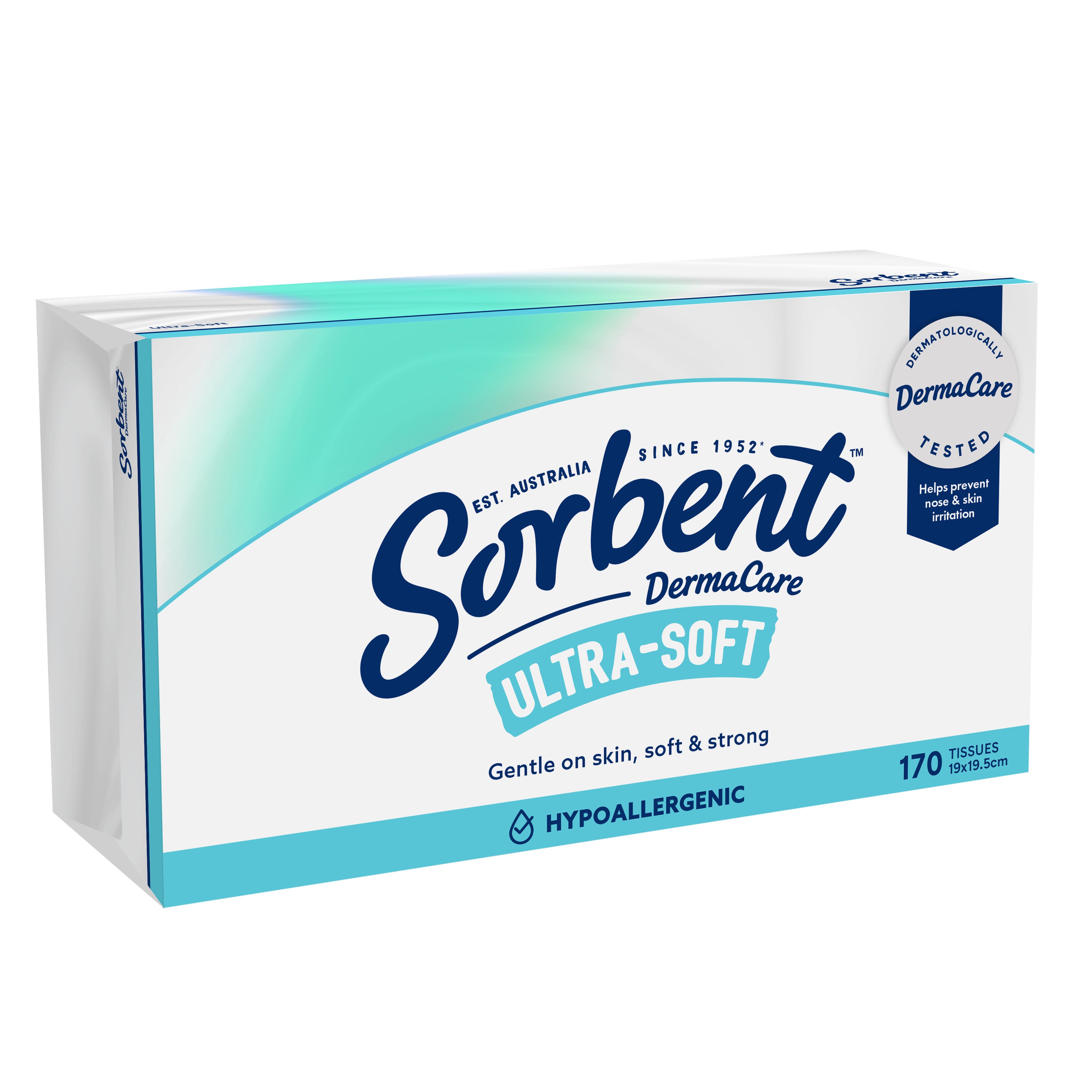 Sorbent DermaCare Ultra Soft Hypoallergenic Facial tissues - 170 pack