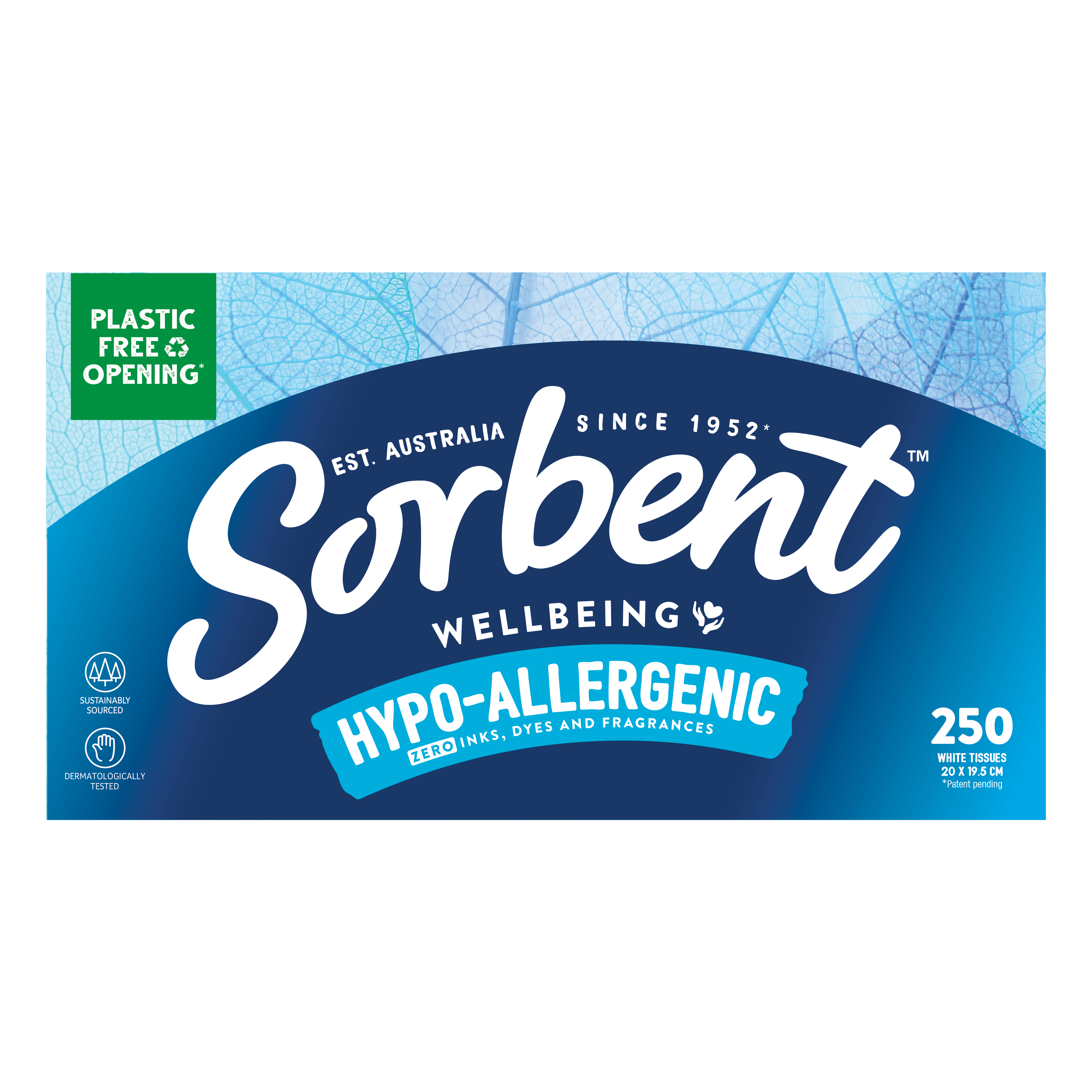 Sorbent Hypo-Allergenic Facial Tissues - 250 Pack