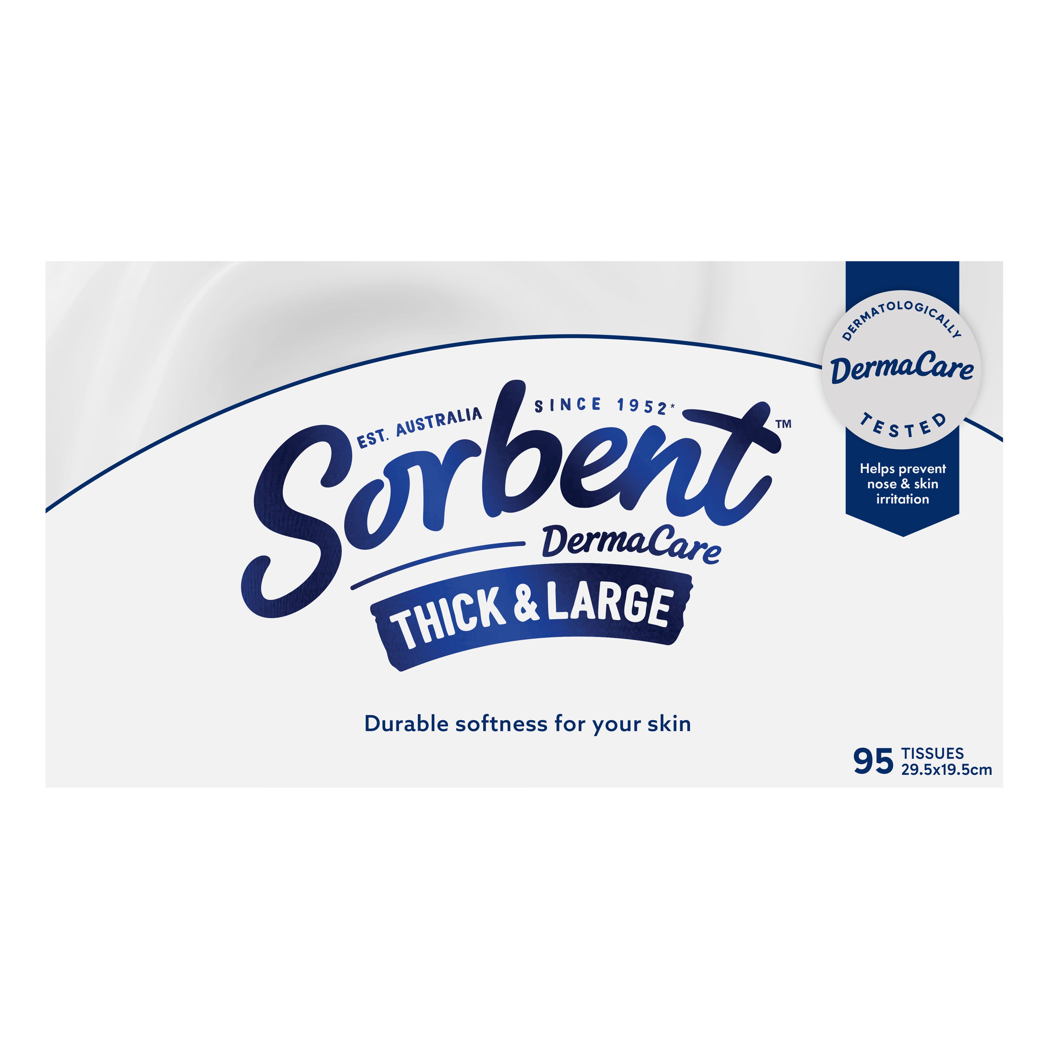 Sorbent DermaCare Thick & Large Facial Tissues - 95 Pack