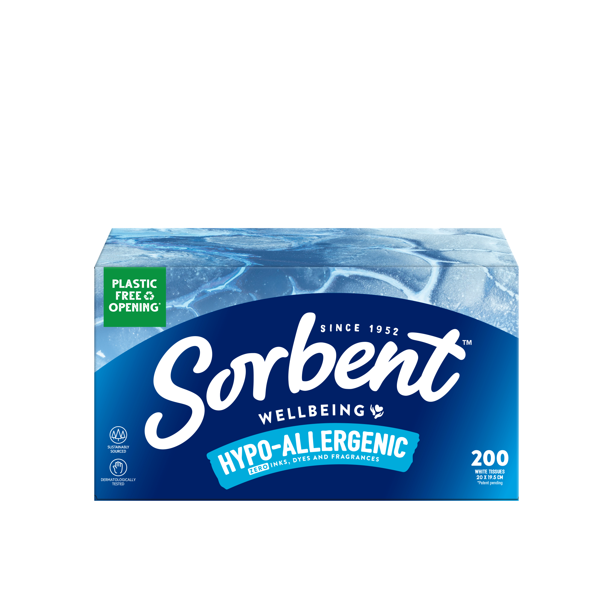 Sorbent Hypo-Allergenic Facial Tissues - 200 Pack