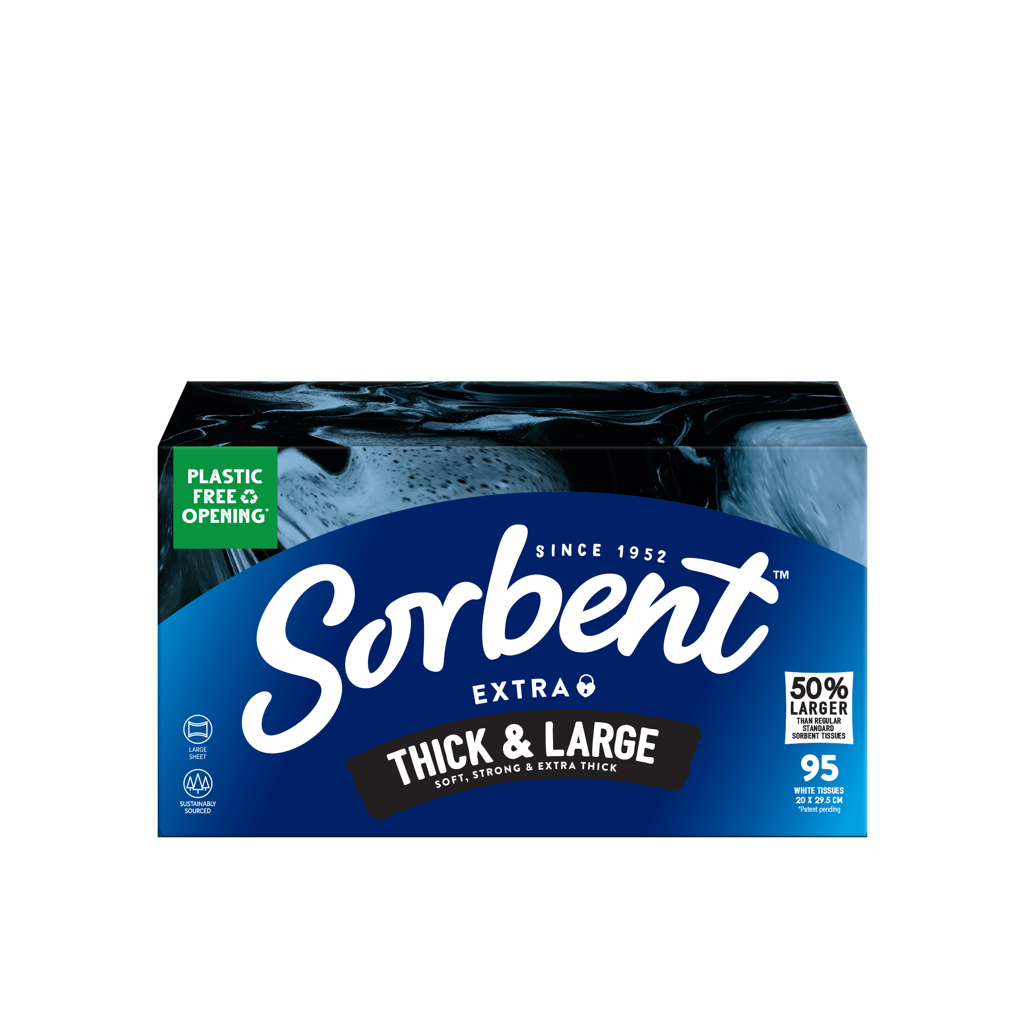 Sorbent Thick & Large Facial Tissues - 95 Pack