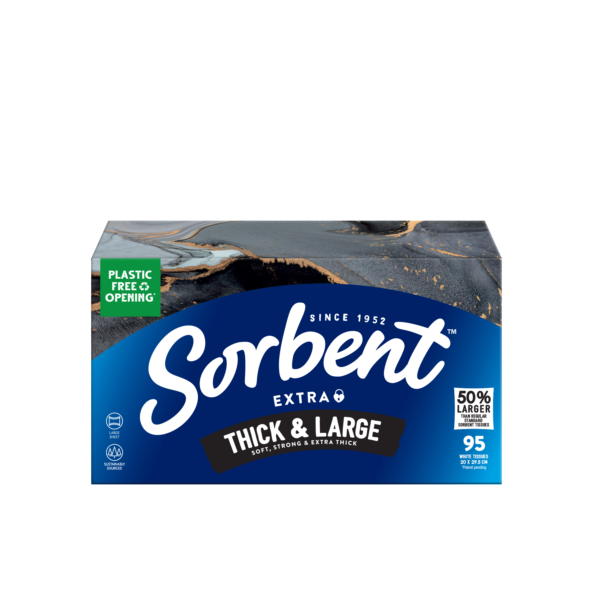 Sorbent Thick & Large Facial Tissues - 95 Pack